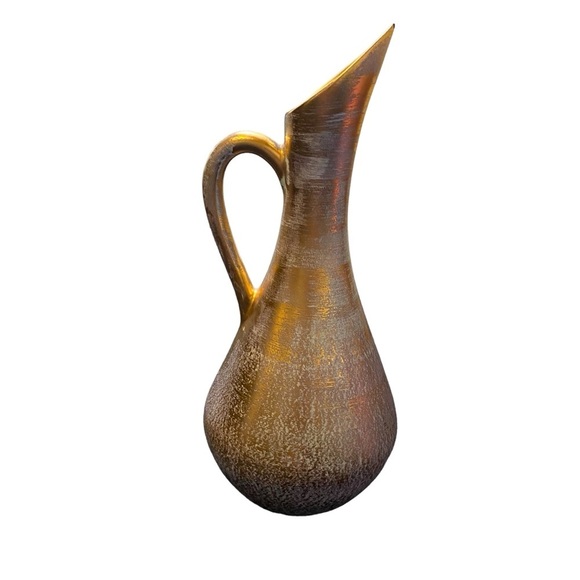 Mid Century Modern Stangl Art Pottery Pitcher Antique Gold-tone Vase Ewer - Picture 2 of 6